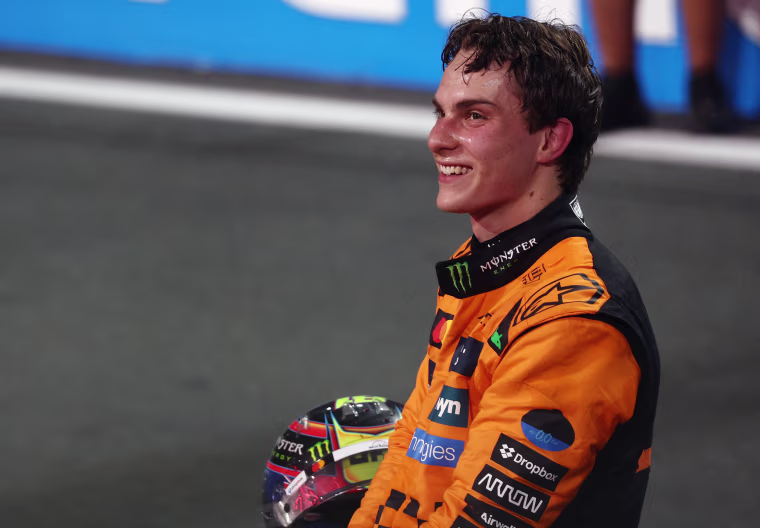 Oscar Piastri smiling after winning the Saudi Arabian Grand Prix.