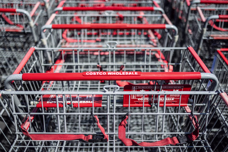 A row of shopping carts outside