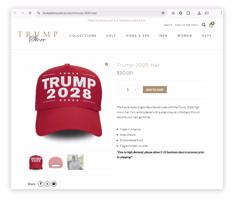 trump 2028 hat