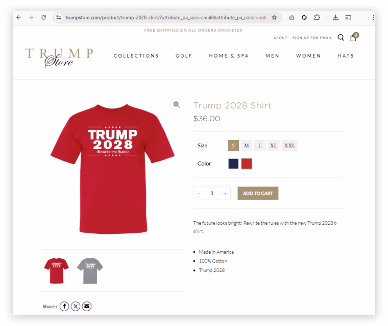 trump 2028 shirt