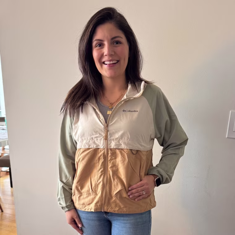 Shop TODAY editorial director Adrianna Brach wears the Columbia Women's Spire Valley Windbreaker.