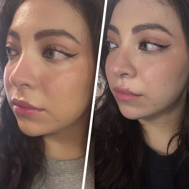 Before (right) and after (left) eight hours of wear