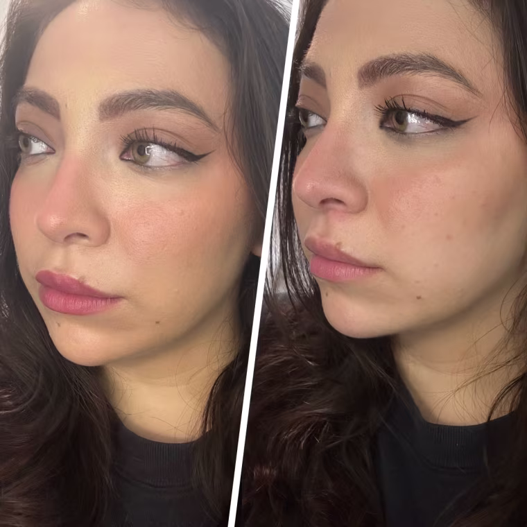 Before (left) and after (right) eight hours of wear
