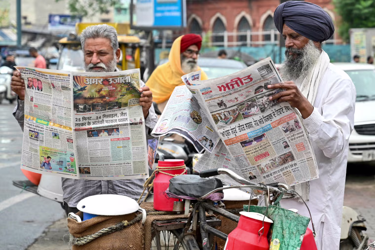 The nuclear-armed rivals exchanged small arms and artillery fire overnight along the de facto border in contested Kashmir, the Indian army said May 8.