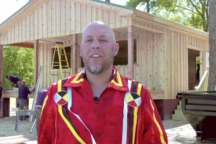Lumbee Tribe of North Carolina Chairman John L. Lowery in front of the Lumbee Tribe Cultural Center in September 2023. 