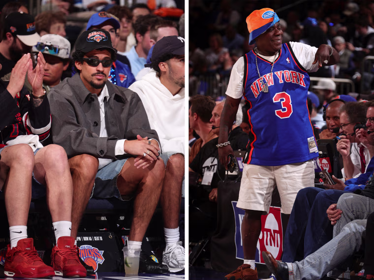 Rapper Bad Bunny and Tracy Morgan take in the action.