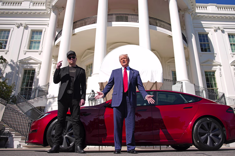 President Trump Speaks Alongside Tesla Vehicles At The White House