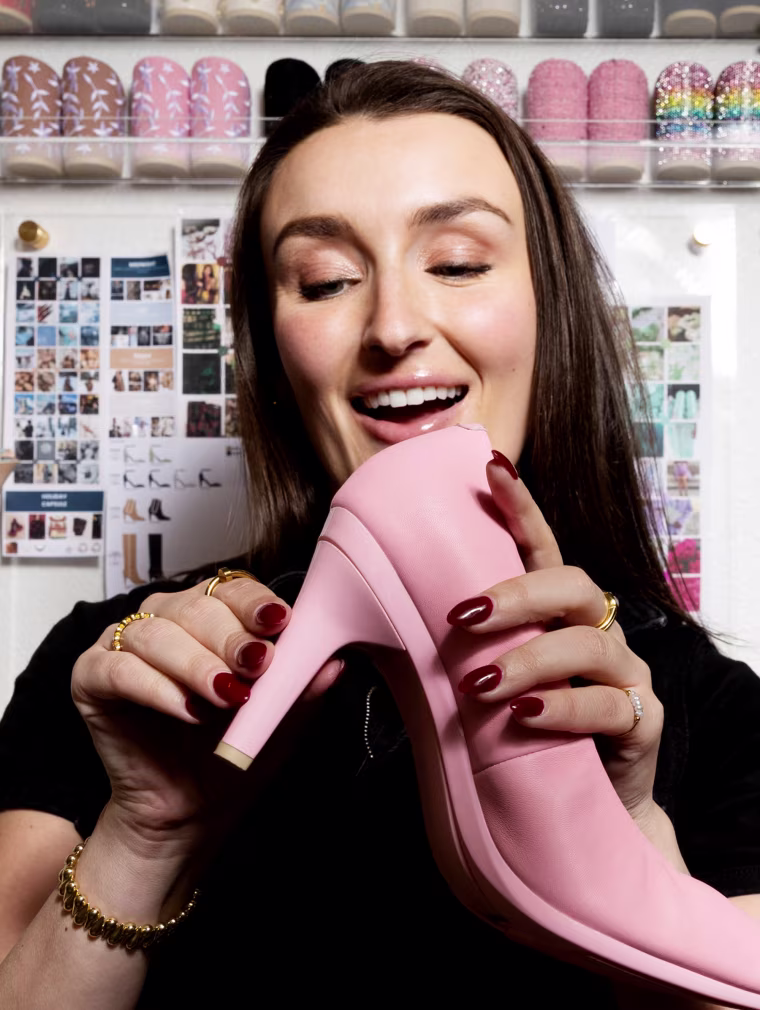 Haley Pavone, founder and CEO of Pashion Footwear, in her office in San Luis Obispo, Calif.