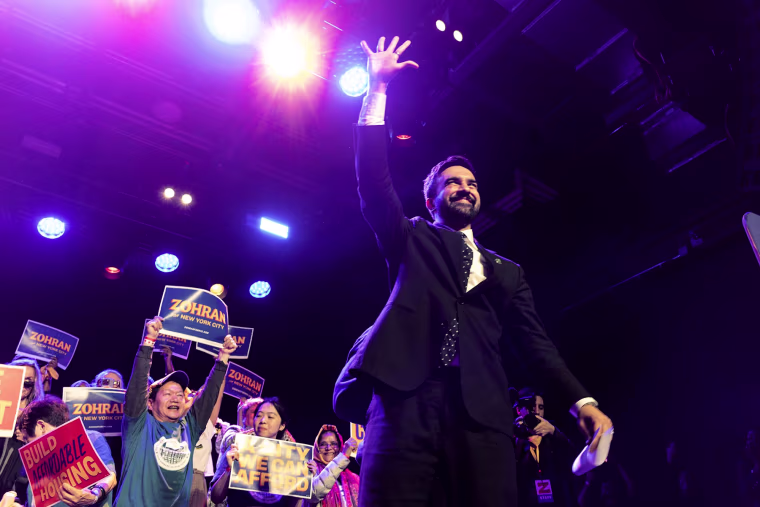 New York State assembly member Zorhran Mamdani holds his first rally at a nightclub on May 4, 2025 in Brooklyn, N.Y. 
