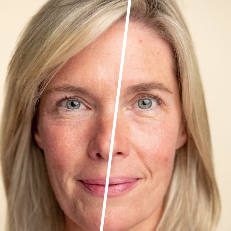 Before and after using the Subtl Beauty 3-in-1 Brow Pencil.