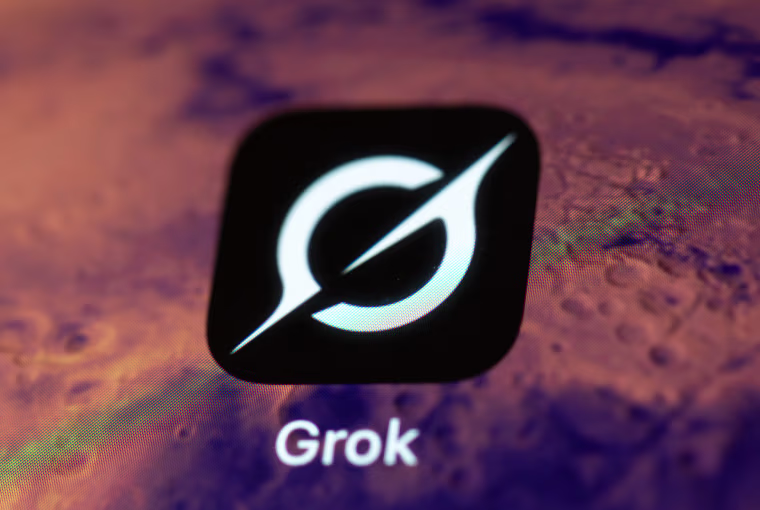 The Grok app logo displayed on a smartphone