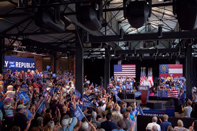 ​​A rally with more than 300 potential voters for Sen. Jon Ossoff, D-Ga., in Savannah, Ga., on Saturday.