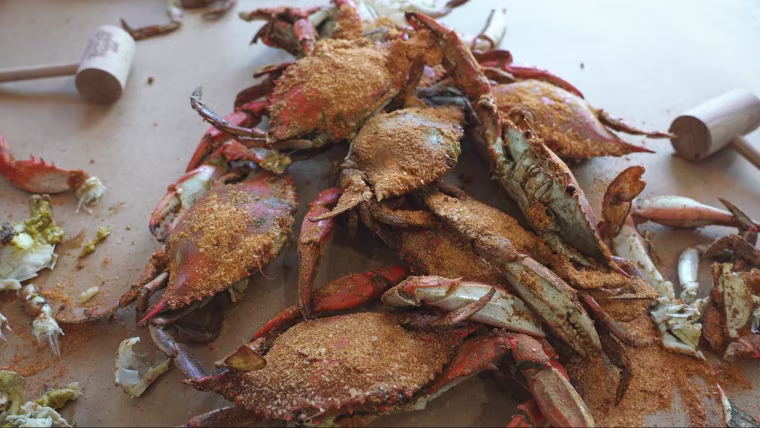 Steamed crabs.