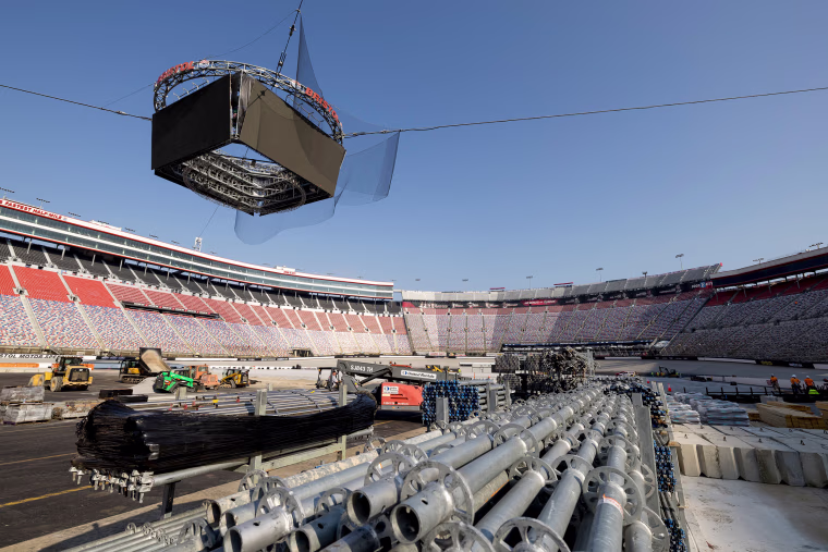 Construction material on the field.