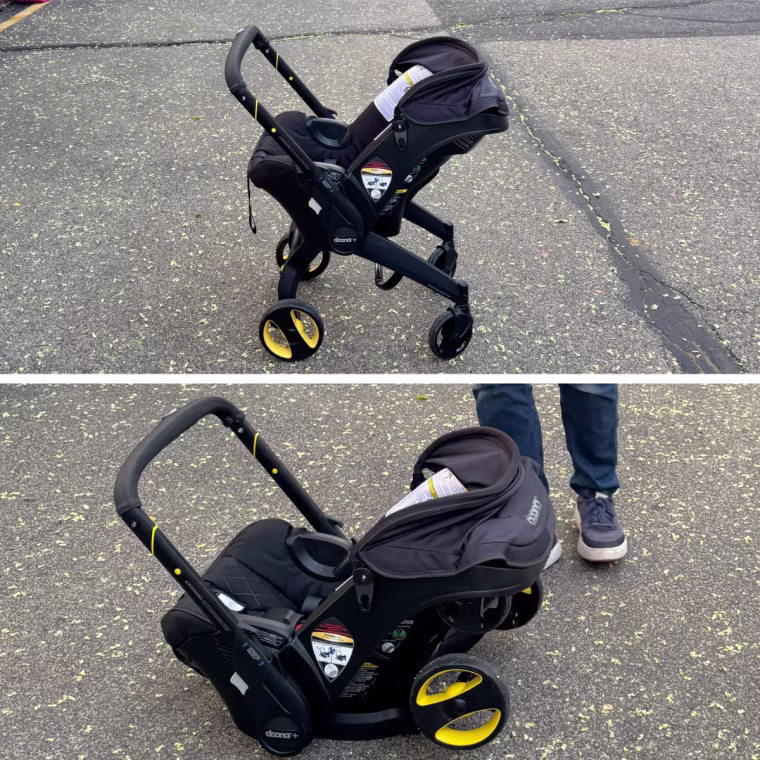 The Doona becomes both a stroller and carseat, for multi-purpose use. 