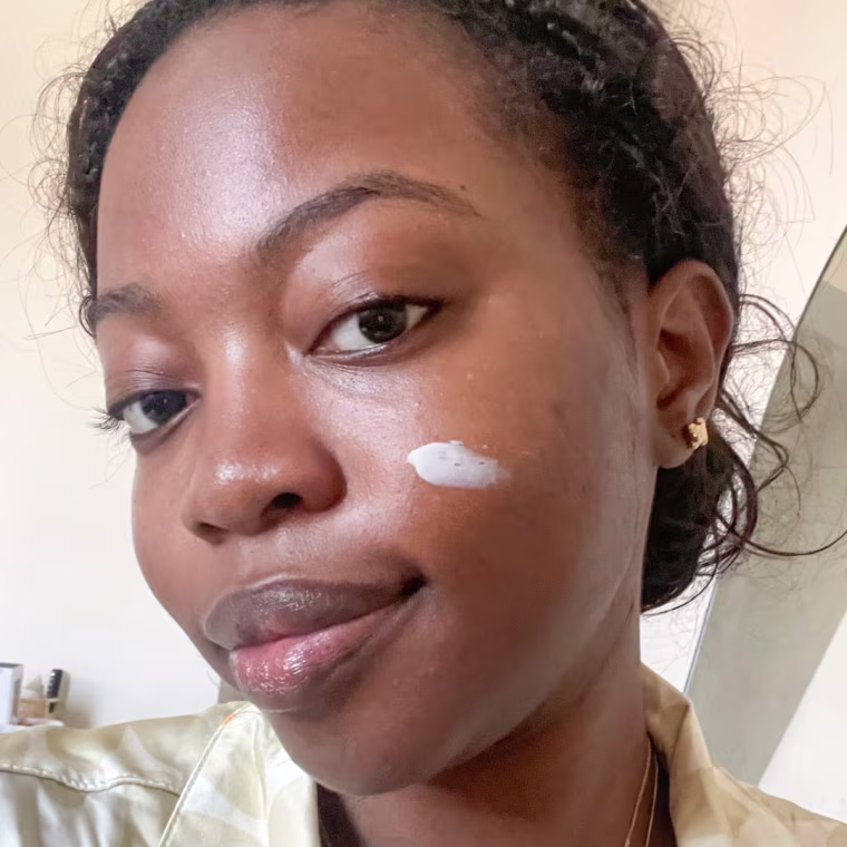 Woman with primer on face
