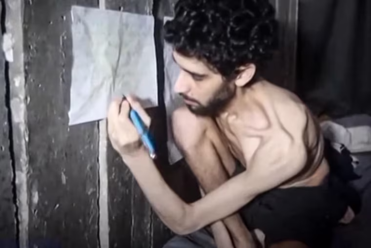 This screengrab from a video released on Aug. 1 by the armed wing of Palestinian militant group Hamas shows Israeli hostage Evyatar David, 24, looking weak and malnourished.