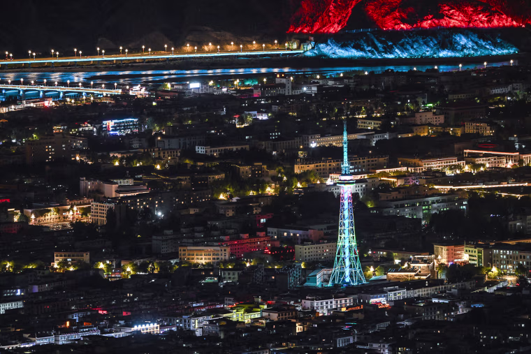 Night View Of Lhasa In Xizang