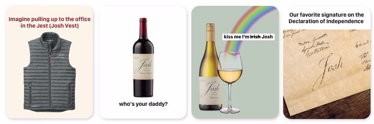 Social media posts from Josh Cellars wine