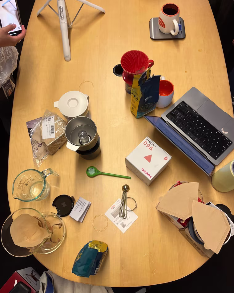 The variety of tools that were used for each pour-over test.