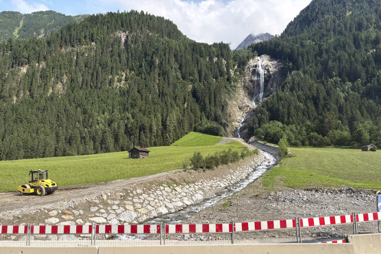 Leftover debris from a mudslide in Neustift.