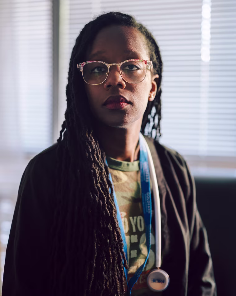 Virginia Wilson sits for a portrait inside her office