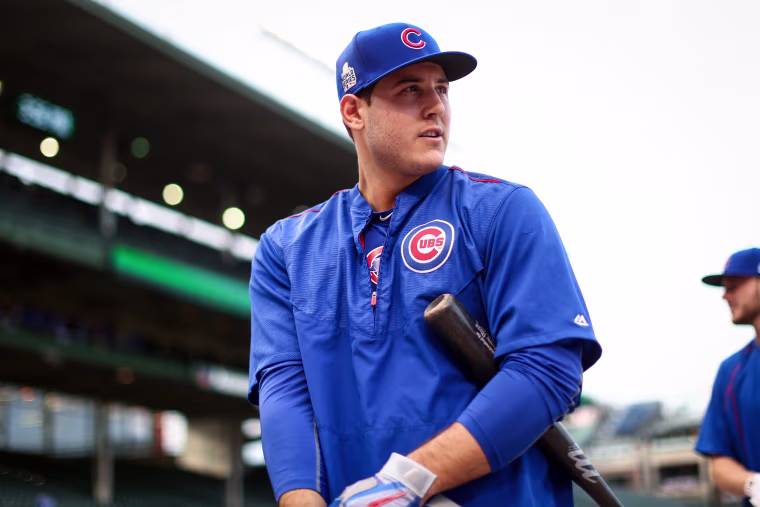 Anthony Rizzo stands on the baseball field