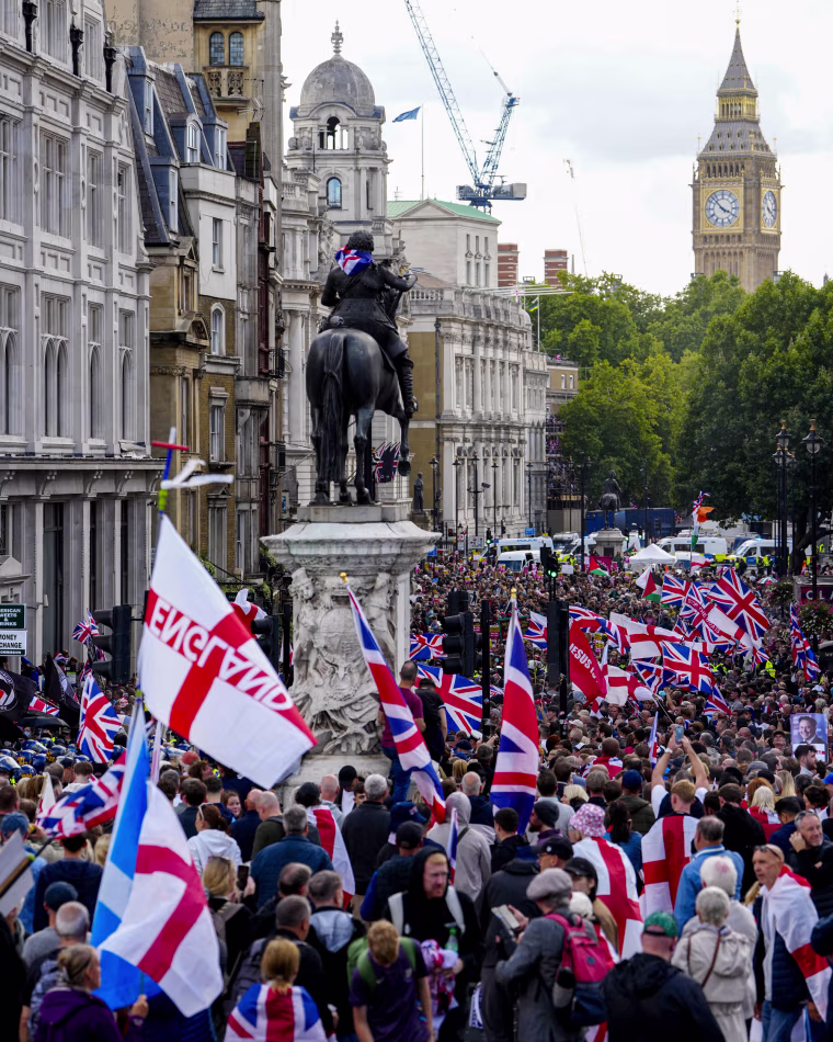Protesters at the "Unite The Kingdom" rally.