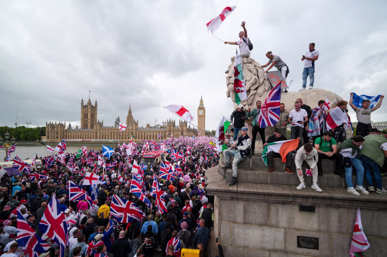 Protesters at the "Unite The Kingdom" rally.