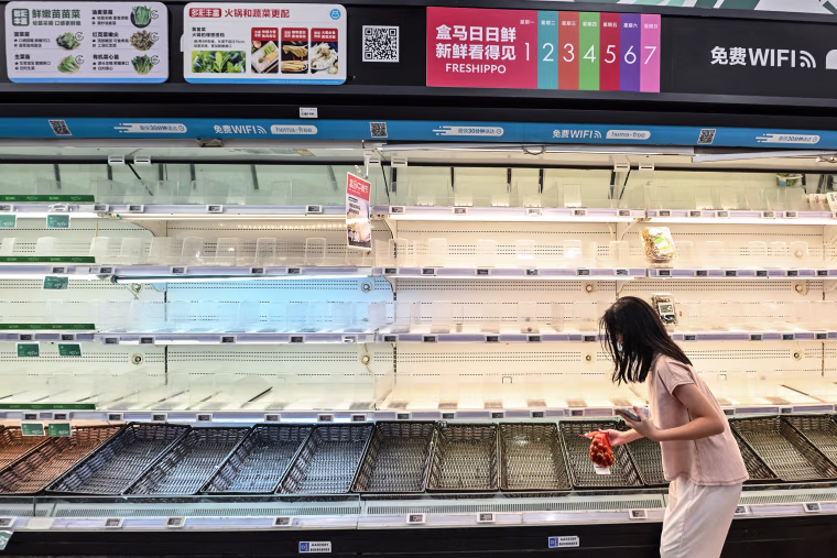 Empty supermarket shelves