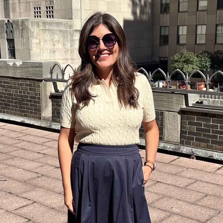 Executive editor Adrianna Brach in the Imily BelaWomen's Cable Short Sleeve Knit Sweater