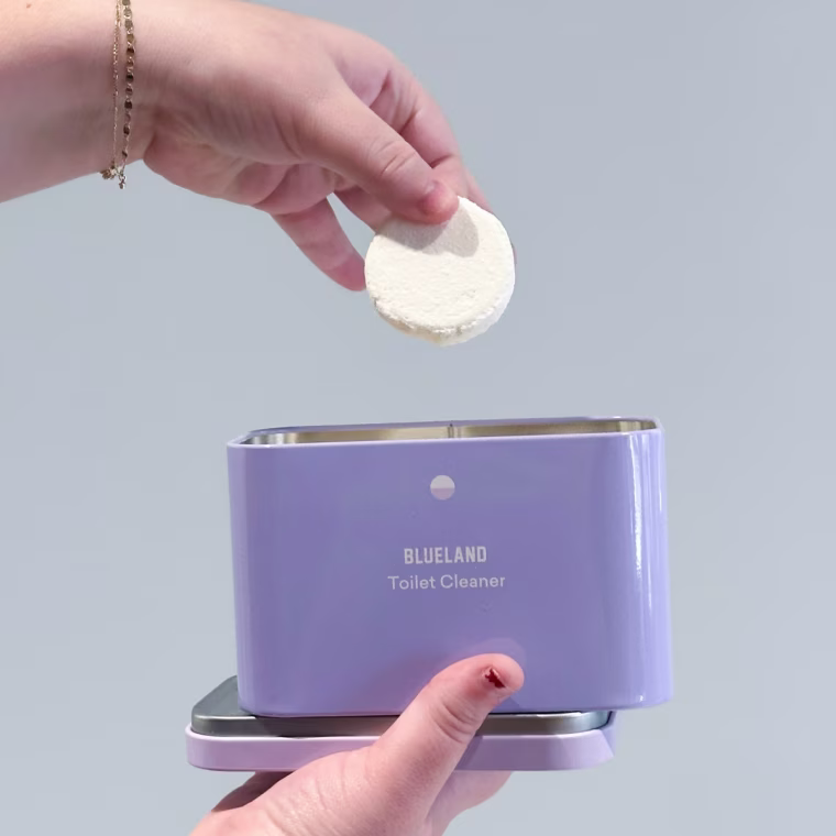 Blueland's toilet cleaning tablets come in plastic-free packaging.