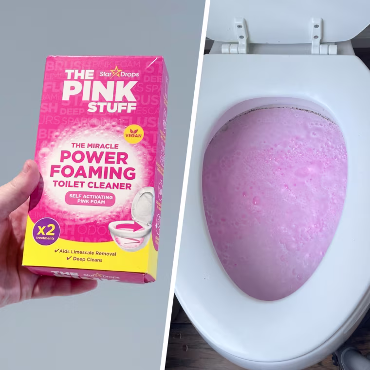 The Pink Stuff Miracle Power Foaming Toilet Cleaner in action