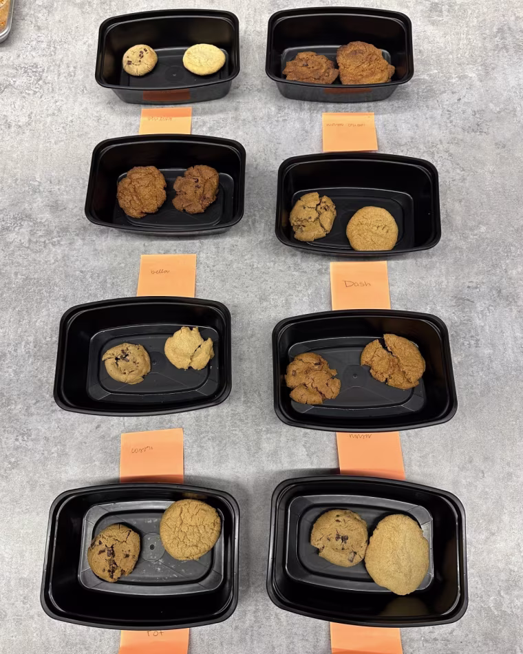 The cookies baked in the Philips air fryer are on the top left.