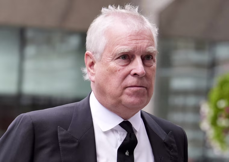 Britain's Prince Andrew, Duke of York, arrives to attend a Requiem Mass for Katharine, Duchess of Kent, in London on Sept.16, 2025. 