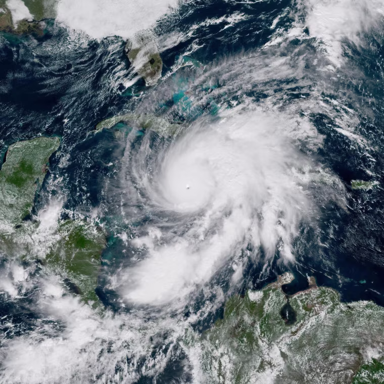 Satellite view of Hurricane Melissa on Oct. 27, 2025.