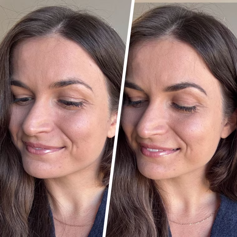 Before and after using the Anastasia Beverly Hills Deluxe Brow Wiz