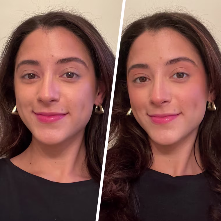 Patrick Ta Major Headlines Double-Take Creme and Powder Blush Duo before and after use.