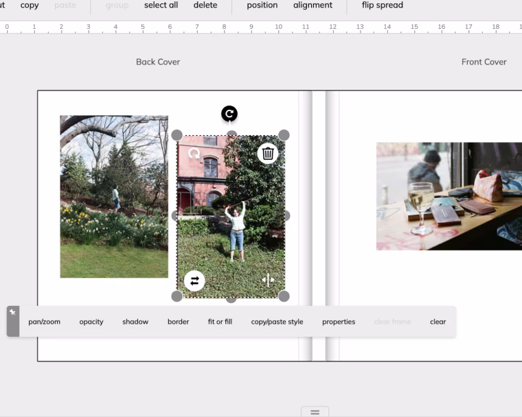 Screenshot of Printique’s online designing page