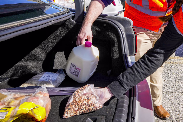 Houston Food Bank distributes food.