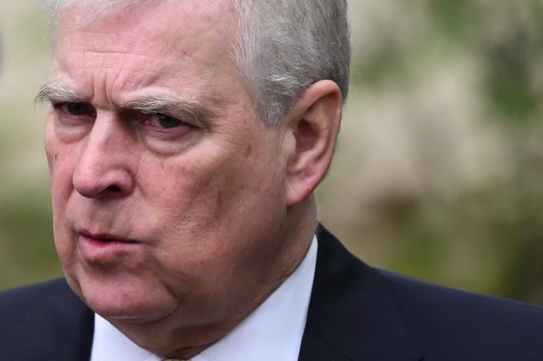 Andrew, seen leaving St. George's Chapel in Windsor Castle after attending the Easter Mattins Service on Mar. 31, 2024.