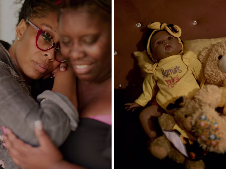 Chasity Congious, shown with her mother, Kim Hammond, saw motherhood as a new start. She now carries around a doll named after Zenorah.