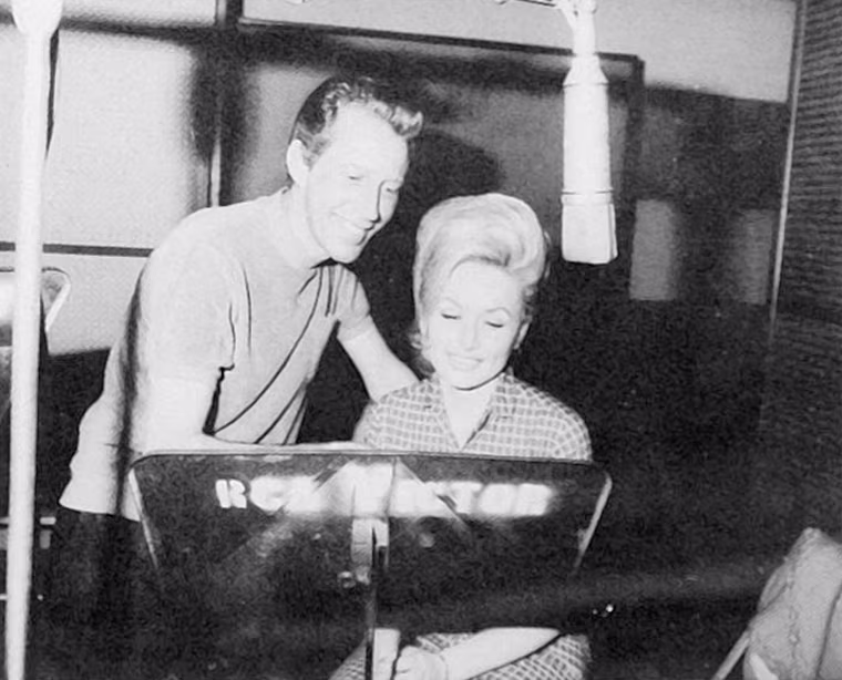 Dolly Parton with Porter Wagoner at RCA Records. 