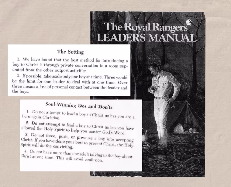 Excerpts from The Royal Rangers leaders manual, including do's and don'ts for leading Christian boys.