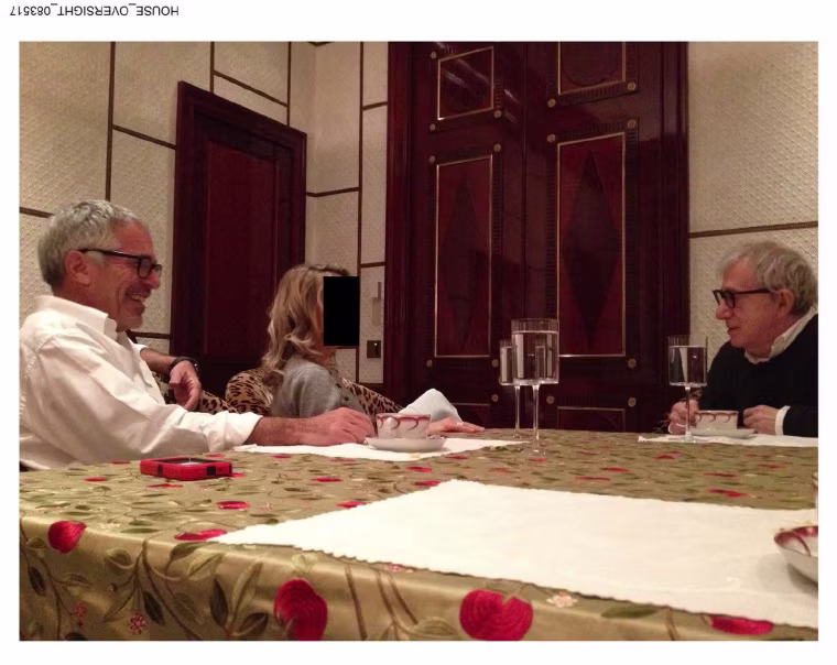 Jeffrey Epstein and Woody Allen in a photo released by the House Oversight Committee.
