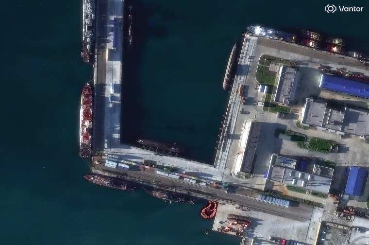 Earlier satellite images captured last Thursday show two Kilo-class submarines docked in the Russian Black Sea port.
