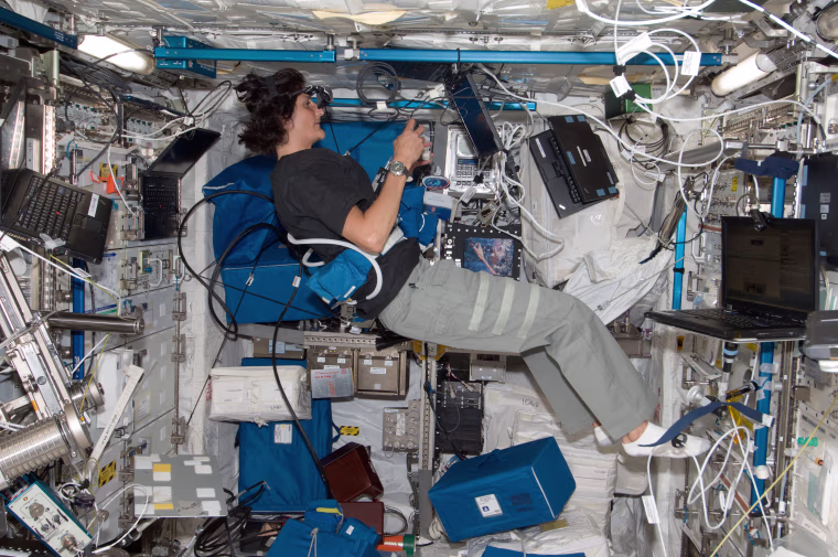 NASA astronaut Sunita \"Suni\" Williams works on the Reversible Figures (RFx) experiment in the Columbus laboratory of the International Space Station in July of 2012.