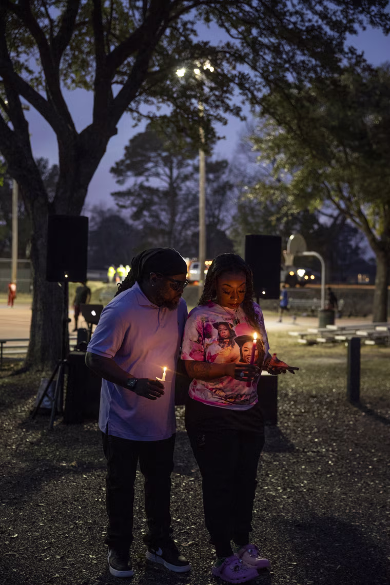 Tony Ravenell and Selina Green at a vigil for Dr. Janell Green Smith