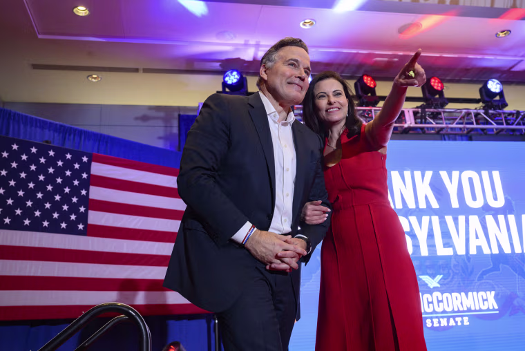 Republican Senate candidate Dave McCormick and his wife, Dina Powell