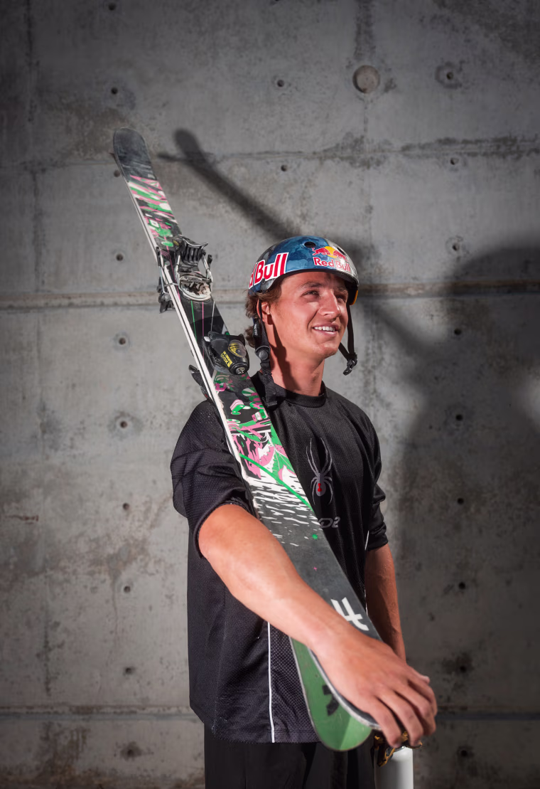 Freestyle skier Mac Forehand poses for a photo